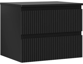 Mexen Rivel szafka łazienkowa podumywalkowa 60 cm z blatem, 2 szuflady, ryflowana , czarna mat - 91A20-06047-2-BFFC71