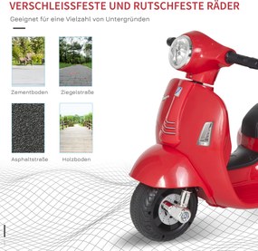 VESPA Elektryczny Motocykl Dla Dzieci Pojazd Elektryczny 3-6 Lat Czerwony Bezpieczna Przygoda | Aosom PL