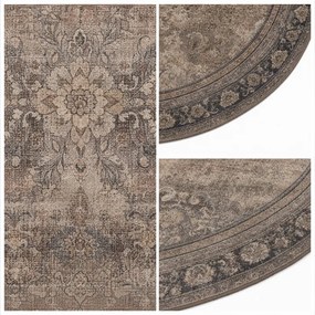 Dywan vintage INKA Oriental z Efektem Postarzenia Brązowy koło 200 cm x 200 cm