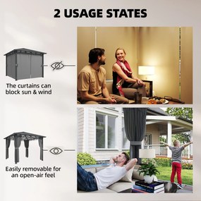 Outsunny Altana ogrodowa 3 x 3 m Metalowa altana z dachem z poliwęglanu 6 mm, UV50+, ciemnoszara | Aosom PL