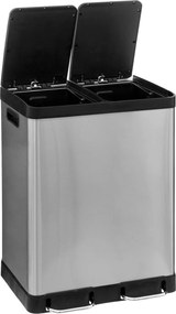 Kosz na śmieci dwukomorowy Ariane, ze stali nierdzewnej, z pedałem, 2 x 30 l
