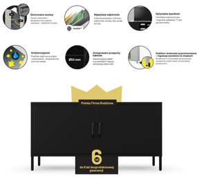 Metalowa szafka RTV czarna ROSA Modern