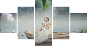 Obraz - Kobieta na łodzi (125x70 cm)