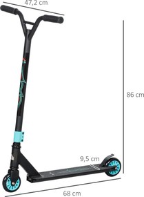 HOMCOM Profi Hulajnoga do Trików, Skuter Freestyle, Aluminium, Metal, Skóra Sztuczna, dla Dzieci i Dorosłych, Zielony