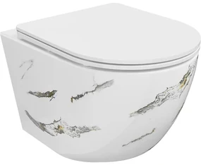 Mexen Lena miska wc Rimless z deską wolnoopadającą slim, duroplast, biała kamień - 30224091