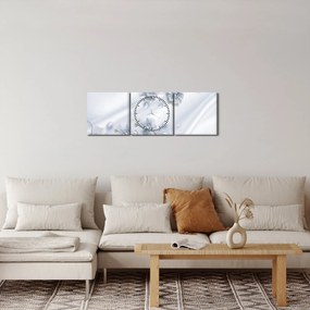 Obraz - kwiatowy wzór (z zegarem) (90x30 cm)