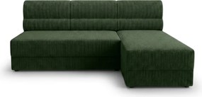 Rozkładana obustronna sofa narożna do L TAVERO 201x140 cm, ciemnozielona