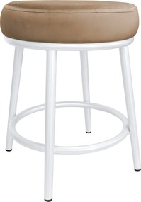 Taboret Ben tkanina Welur stelaż metalowy STOŁEK LOFT : Kolor Stelaża - Biały, Kolor tkaniny - VELVET - MG06, Typ tkaniny - Velvet
