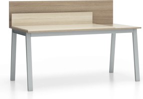 Biurko SINGLE LAYERS, blat przesuwny, z przegrodami, dąb naturalny/dąb bejcowany