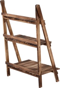 Outsunny Stojak na Kwiaty Drewniany Regał Kwietnik Wypalany Design do Ogrodu Balkonu 60x37x93cm | Aosom PL