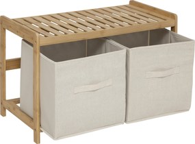 Ławka do łazienki TIDY BOX, 2 pojemniki do przechowywania, 66,8 x 44 x 35 cm
