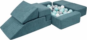 Turkusowy sztruksowy piankowy plac zabaw 6 szt. wysokość 40 cm 100x35 cm Montessori – Meowbaby