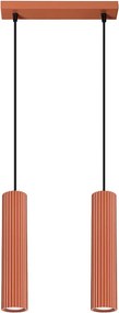 Lampa Wisząca Minimalistyczny Karbon, Aluminium - 2 Źródło - L.30 X H.90 Cm - Ochra Czerwona
