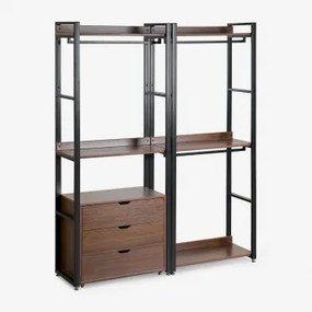 Modułowa Otwarta Szafa 2-częściowa Z Szufladami Ze Stali I Mdf Ariaster Czarna - Sklum