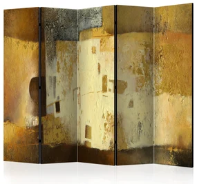 Parawan jednostronny Abstrakcje 225x172 cm 5-częściowy żółty ARTGEIST B