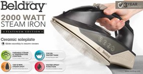 Żelazko parowe 2000 W Beldray, 100 g/min, 230 ml