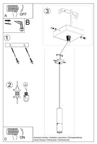 Czarno-złota lampa wisząca z metalowym kloszem 8x8 cm Longbot – Nice Lamps