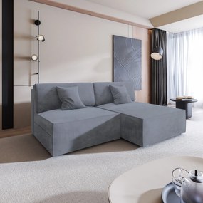 Masseno Narożnik FIORO z funkcją spania i pojemnikiem na pościel Narozniki L, Rozkładana sofa - Szary, MONOLITH 85