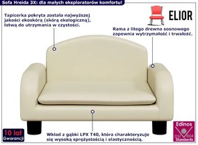 Nowoczesna kremowa sofa dziecięca - Hreida 3X