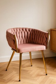 Różowe krzesło fotelowe welurowe glamour T9-W48