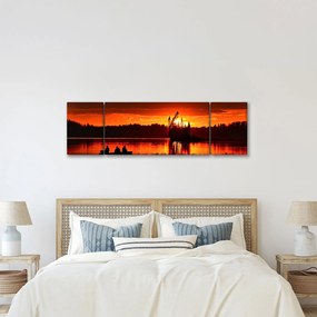 Obraz - Rybacy na jeziorze (170x50 cm)