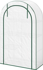 Outsunny Mini-szklarnia, 4-poziomowa szklarnia z folią plastikową, przenośna, z rolowanymi drzwiami, 100 x 45 x 160 cm, biała