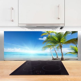 Szkło do Kuchni na Ścianę Egzotyczna Plaża Pod Palmą