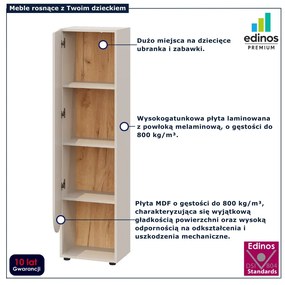 Kaszmirowy regał zamykany ryflowany do pokoju dziecka T0-K82