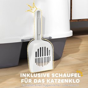 PawHut Kuweta dla Kota z Pokrywą i Łopatką, Łatwa w Czyszczeniu, Zamykana, Kolor Biały