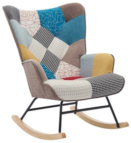 Fotel bujany z wielokolorową melanżową patchworkową tapicerką - ELMINA II
