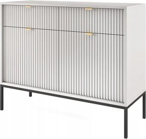 KOMODA SZARA CZARNY / ZŁOTY STELAŻ 104x83x39 cm, stalowy stelaż, NOVC