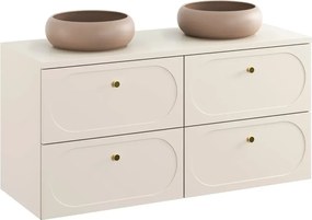 Zestaw szafek pod umywalkę DONNA SAND 120cm beż piaskowy z umywalkami nablatowymi WIKI COMAD