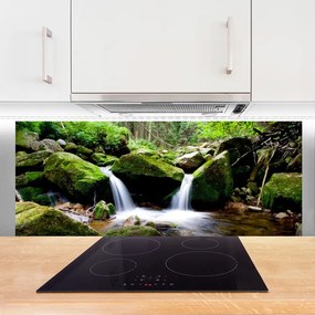 Szkło Ozdobne do Kuchni Woda Płynąca Po Skałach