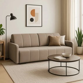 Sofa Rozkładana z Funkcją Spania IBIZA Dwuosobowa Beżowa Nowoczesna do Salonu