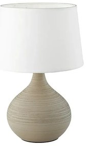 Biało-brązowa lampa stołowa z ceramiki i tkaniny Trio Martin, wys. 29 cm