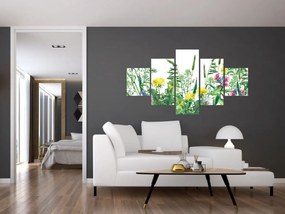 Obraz - Malowane kwiaty łąkowe (125x70 cm)