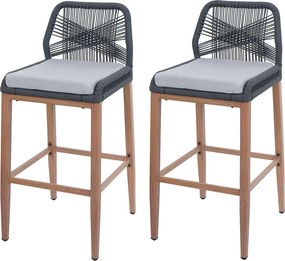 Stołek barowy MCW-O21 (zestaw 2 szt.),  antracyt, poduszka jasnoszara