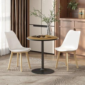HOMCOM Okrągły Stół Jadalniany, Wykończenie Pod Dąb, Kompaktowy Design, dla 2-4 Osób, Dąb