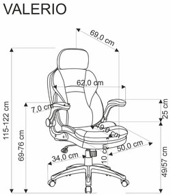Fotel biurowy VALERIO czarny/szary HALMAR
