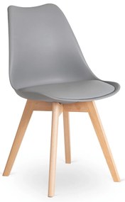 Zestaw Stół Prostokątny SKUBI Rozkładany 120-160 cm Dąb Artisan i 6 Krzeseł SCANDI Szare/Dąb