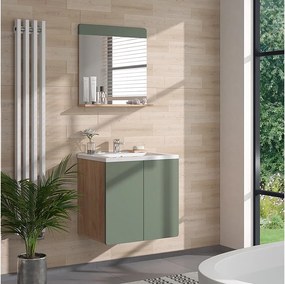 Lustro łazienkowe zielony/złoty dąb 60x12x62 izan