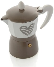 Szara kawiarka na 3 filiżanki espresso Brandani Hearbeat