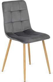 Krzesło Tapicerowane do Jadalni FREDY Szare Welurowe Nowoczesne Loft