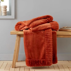 Pomarańczowy koc z mikropluszu 150x200 cm Velvet and Faux Fur – Catherine Lansfield
