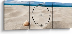 Obraz - Muszle na plaży (z zegarem) (90x30 cm)
