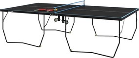 SPORTNOW Stół do Tenisa Stołowego, Składany, 8 Kółek, Rama Malowana Proszkowo, MDF, 274 x 152,5 x 76 cm, Czarny
