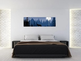 Obraz - Wataha wilków pod księżycem w pełni (170x50 cm)