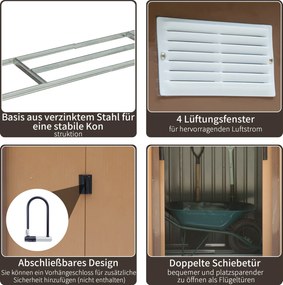 Outsunny domek narzędziowy, metal, żółty, 213 x 130 x 185 cm