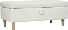 HOMCOM Puf z funkcją przechowywania, drewniane nogi, miękki materiał, Kremowy