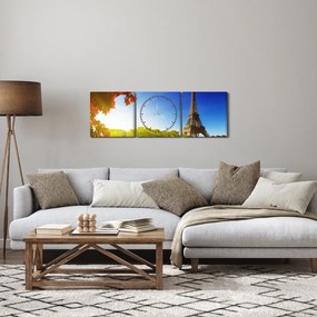 Obraz - jesień w Paryżu (z zegarem) (90x30 cm)